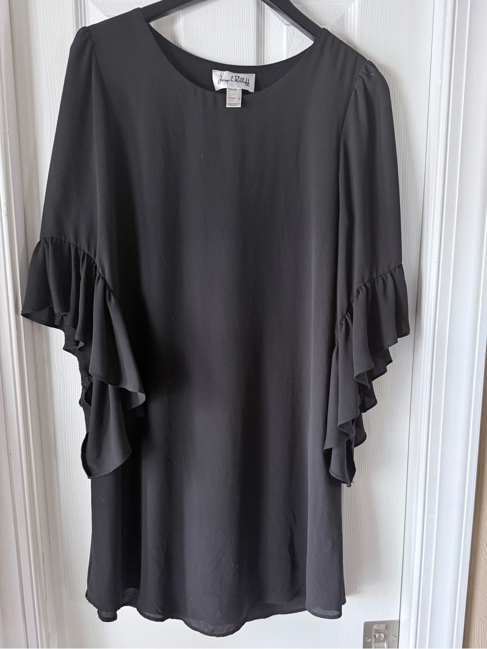 Joseph Ribkoff Black Ruffle-Sleeve Tunic Top